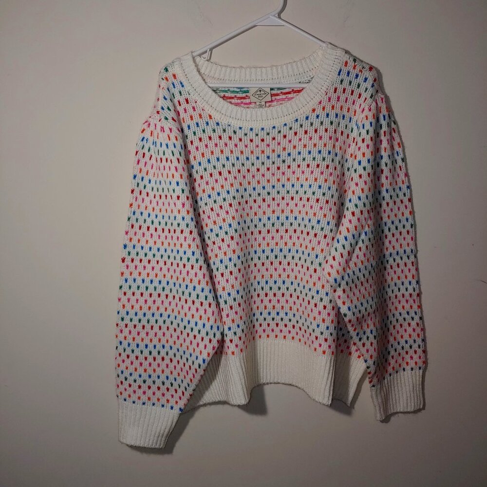St. John's Bay Quality Apparel Wool Blend Dots Knit Pullover Sweater Sz 3X White